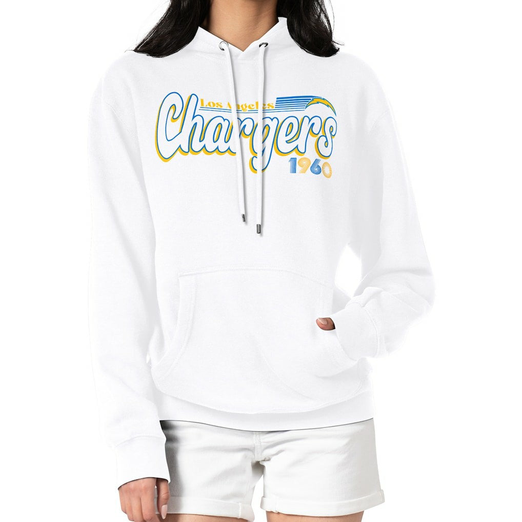 Los Angeles Chargers Starter Women's Groovy Script Pullover Hoodie - White - NFL