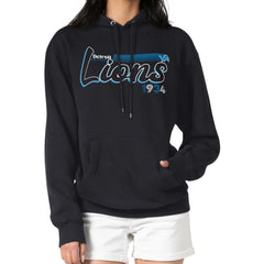 Detroit Lions Starter Women's Groovy Script Pullover Hoodie - Black - NFL