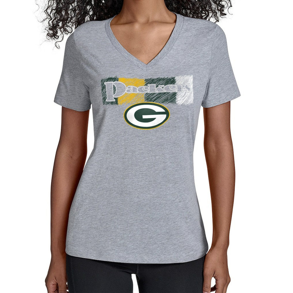 Green Bay Packers Starter Women's Color Shading V-Neck T-Shirt - Gray - NFL