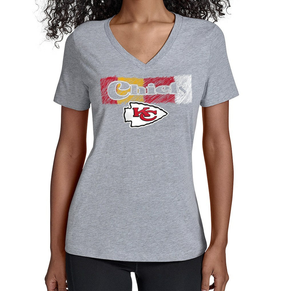 Kansas City Chiefs Starter Women's Color Shading V-Neck T-Shirt - Gray - NFL