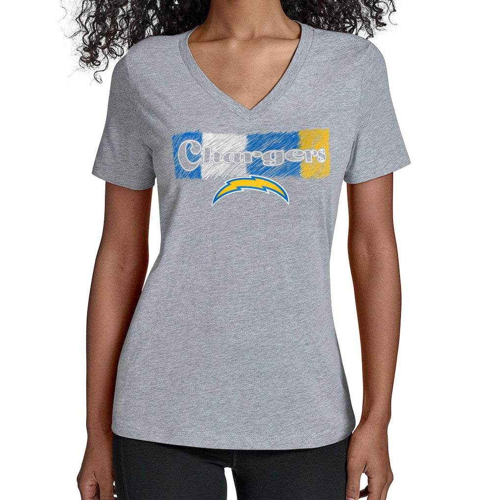 Los Angeles Chargers Starter Women's Color Shading V-Neck T-Shirt - Gray - NFL