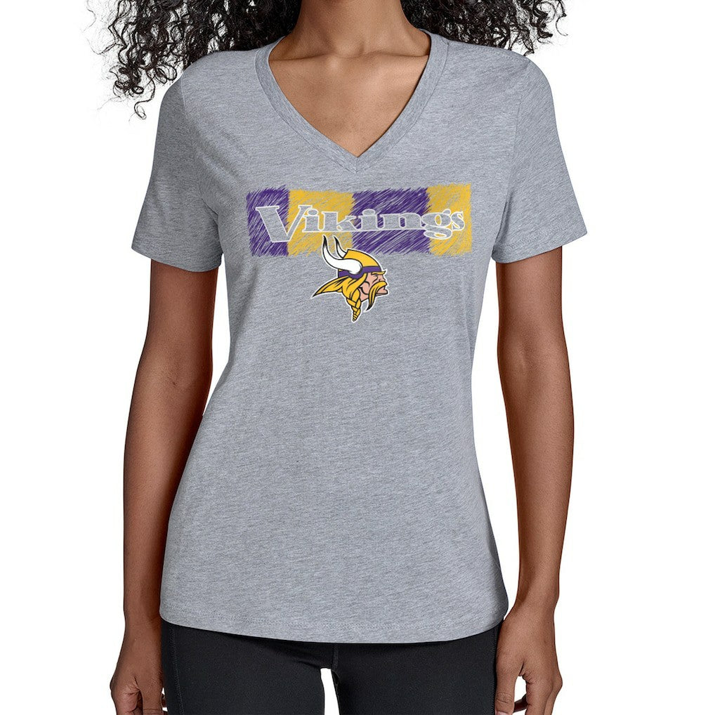 Minnesota Vikings Starter Women's Color Shading V-Neck T-Shirt - Gray - NFL
