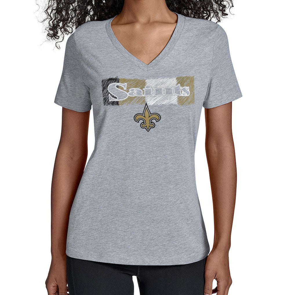 New Orleans Saints Starter Women's Color Shading V-Neck T-Shirt - Gray - NFL