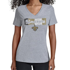 New Orleans Saints Starter Women's Color Shading V-Neck T-Shirt - Gray - NFL