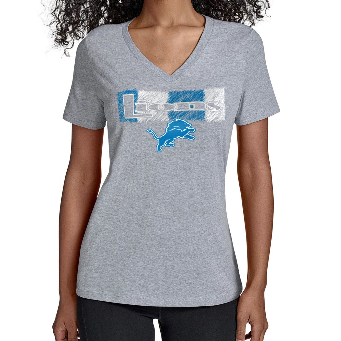 Detroit Lions Starter Women's Color Shading V-Neck T-Shirt - Gray - NFL
