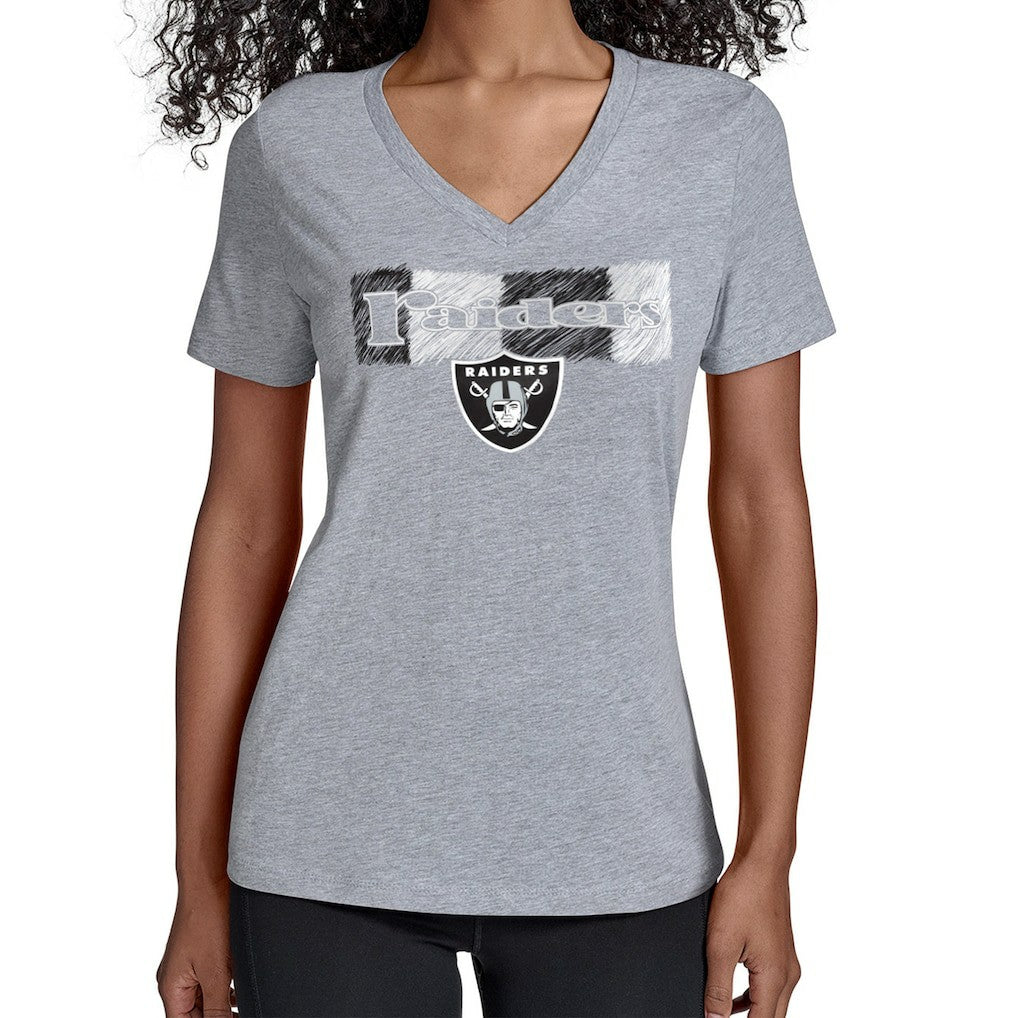 Las Vegas Raiders Starter Women's Color Shading V-Neck T-Shirt - Gray - NFL