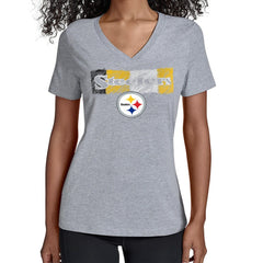 Pittsburgh Steelers Starter Women's Color Shading V-Neck T-Shirt - Gray - NFL