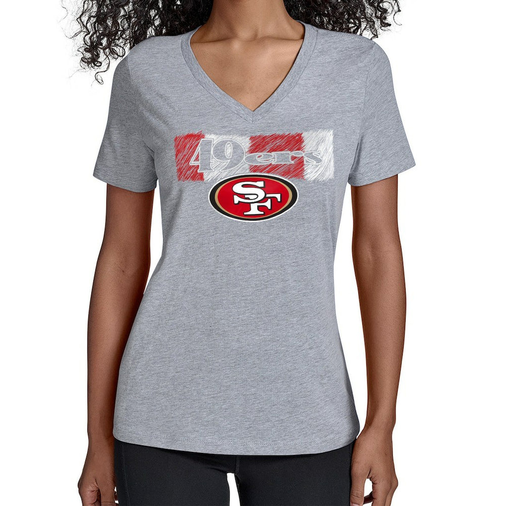 San Francisco 49ers Starter Women's Color Shading V-Neck T-Shirt - Gray - NFL