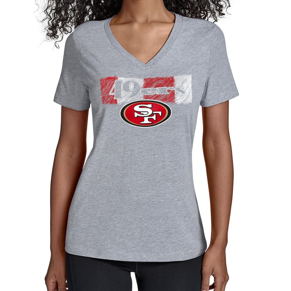 San Francisco 49ers Starter Women's Color Shading V-Neck T-Shirt - Gray - NFL