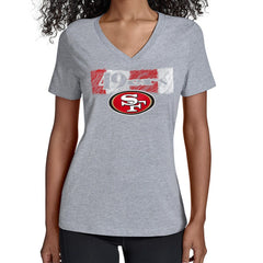 San Francisco 49ers Starter Women's Color Shading V-Neck T-Shirt - Gray - NFL