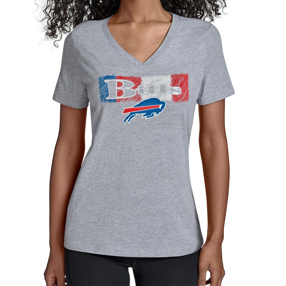 Buffalo Bills Starter Women's Color Shading V-Neck T-Shirt - Gray - NFL