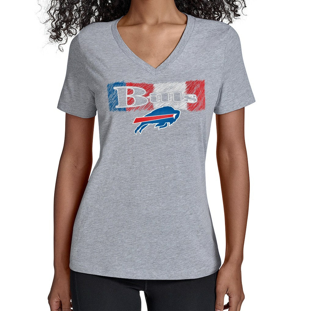 Buffalo Bills Starter Women's Color Shading V-Neck T-Shirt - Gray - NFL