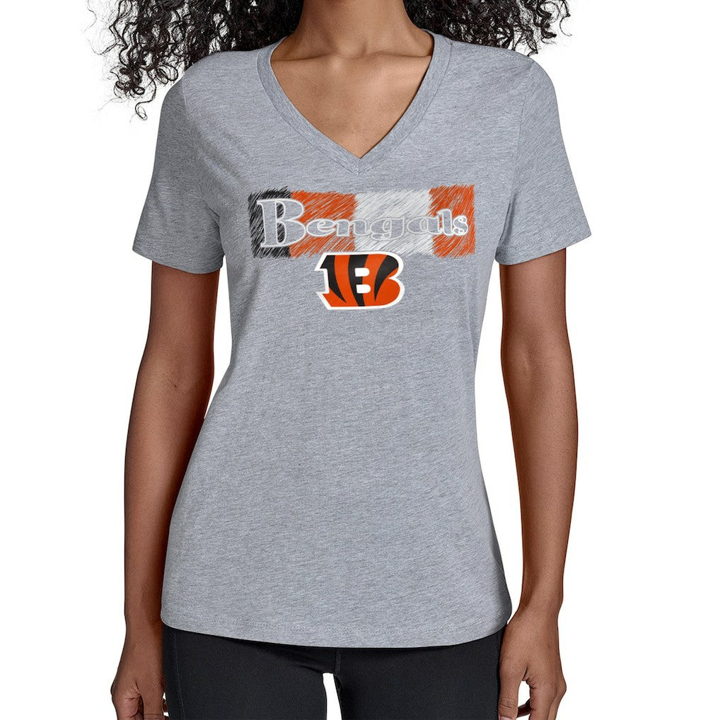 Cincinnati Bengals Starter Women's Color Shading V-Neck T-Shirt - Gray - NFL