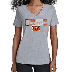 Cincinnati Bengals Starter Women's Color Shading V-Neck T-Shirt - Gray - NFL
