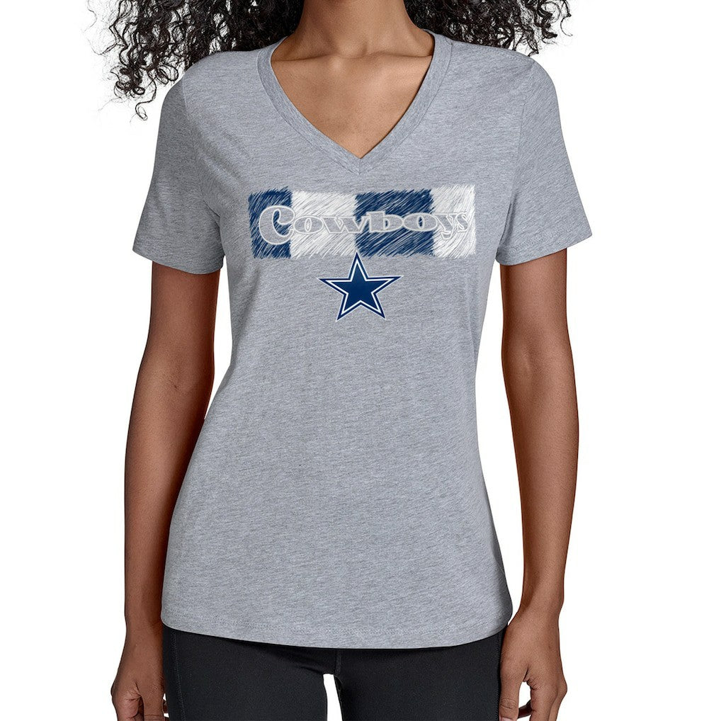 Dallas Cowboys Starter Women's Color Shading V-Neck T-Shirt - Gray - NFL
