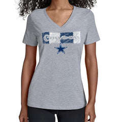 Dallas Cowboys Starter Women's Color Shading V-Neck T-Shirt - Gray - NFL