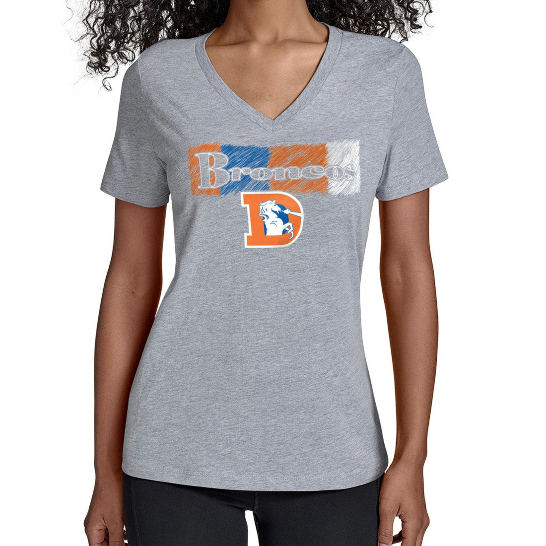 Denver Broncos Starter Women's Color Shading V-Neck T-Shirt - Gray - NFL