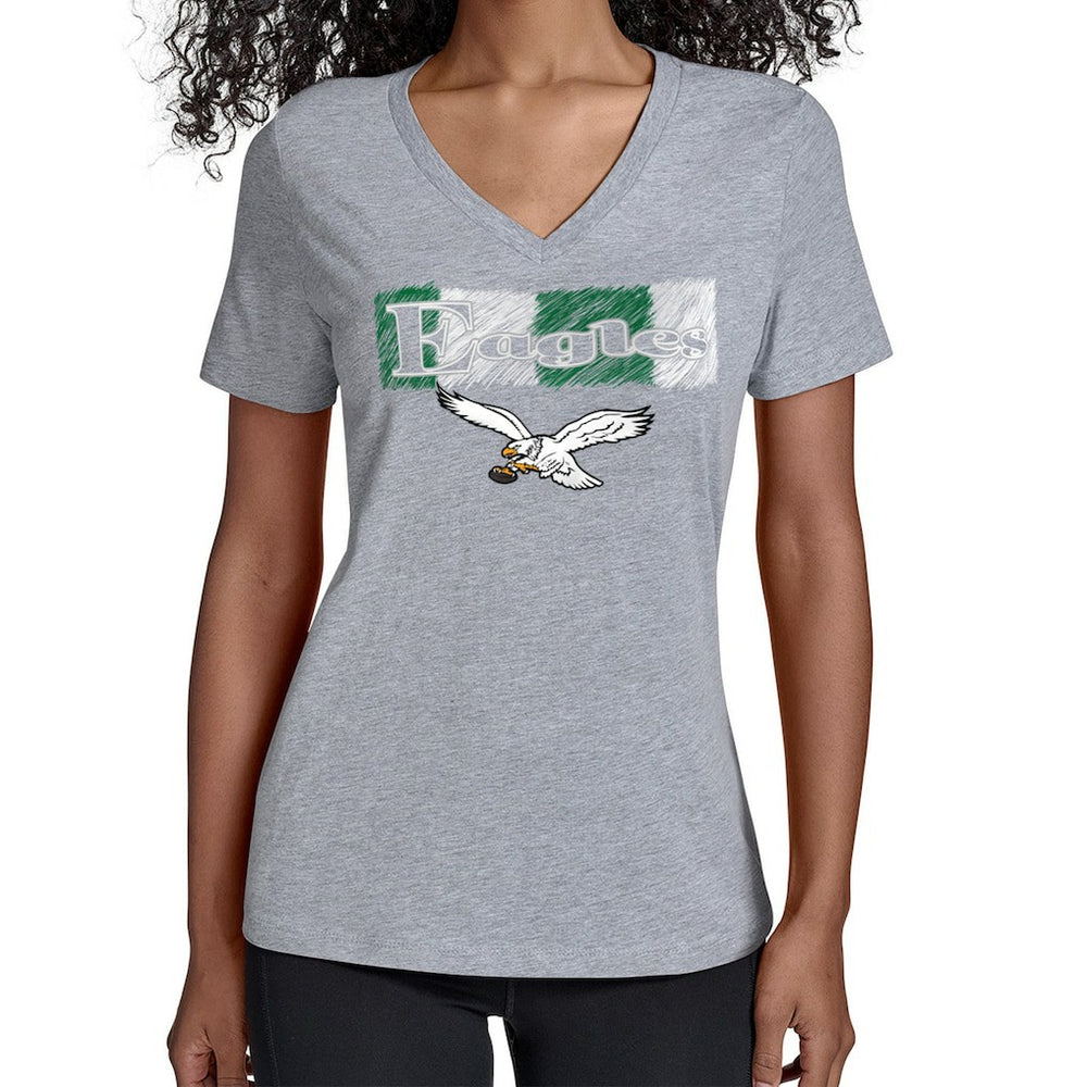 Philadelphia Eagles Starter Women's Color Shading V-Neck T-Shirt - Gray - NFL