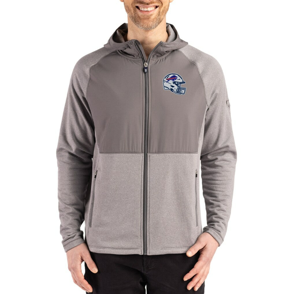 Buffalo Bills Cutter & Buck Peshastin Eco Fleece Recycled Raglan Full-Zip Tri-Blend Hybrid Jacket - Heather Gray - NFL