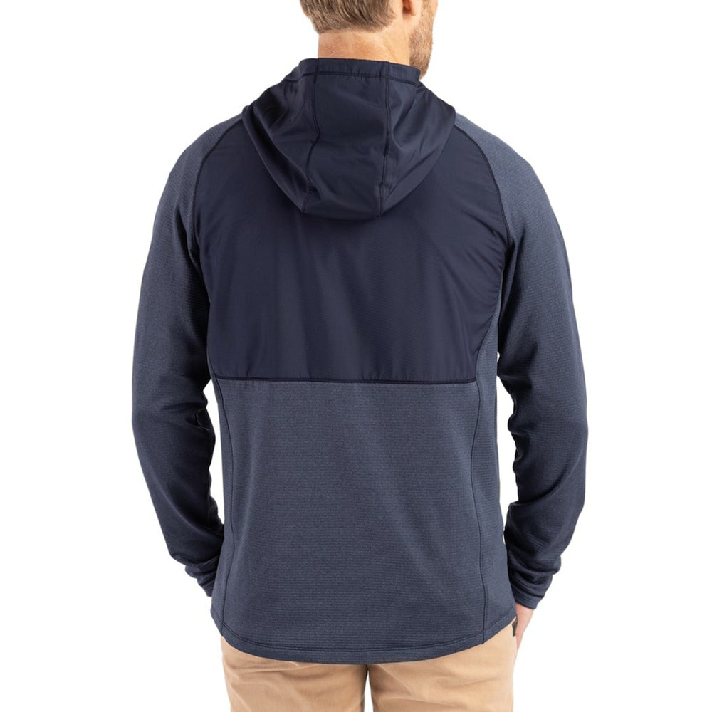 Denver Broncos Cutter & Buck Peshastin Eco Fleece Recycled Raglan Full-Zip Tri-Blend Hybrid Jacket - Heather Navy - NFL