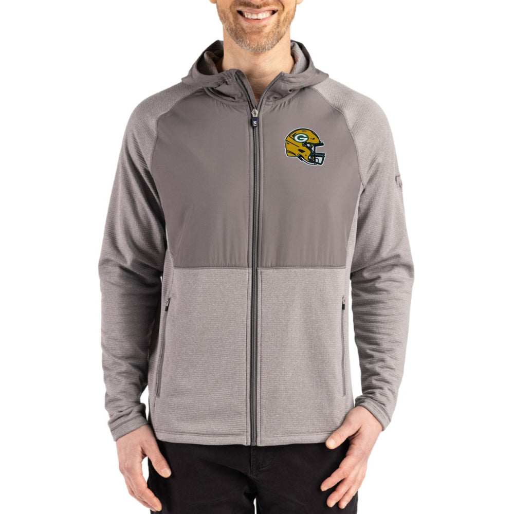Green Bay Packers Cutter & Buck Peshastin Eco Fleece Recycled Raglan Full-Zip Tri-Blend Hybrid Jacket - Heather Gray - NFL