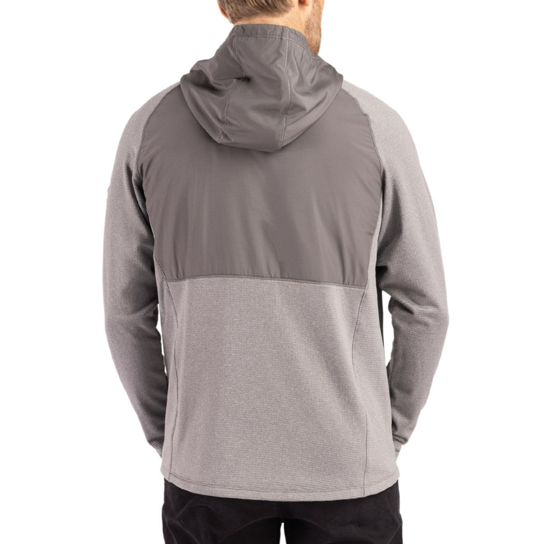 Tampa Bay Buccaneers Cutter & Buck Peshastin Eco Fleece Recycled Raglan Full-Zip Tri-Blend Hybrid Jacket - Heather Gray - NFL