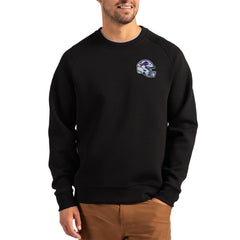 Buffalo Bills Cutter & Buck Helmet Roam Recycled Raglan Pullover Sweatshirt - Black - NFL