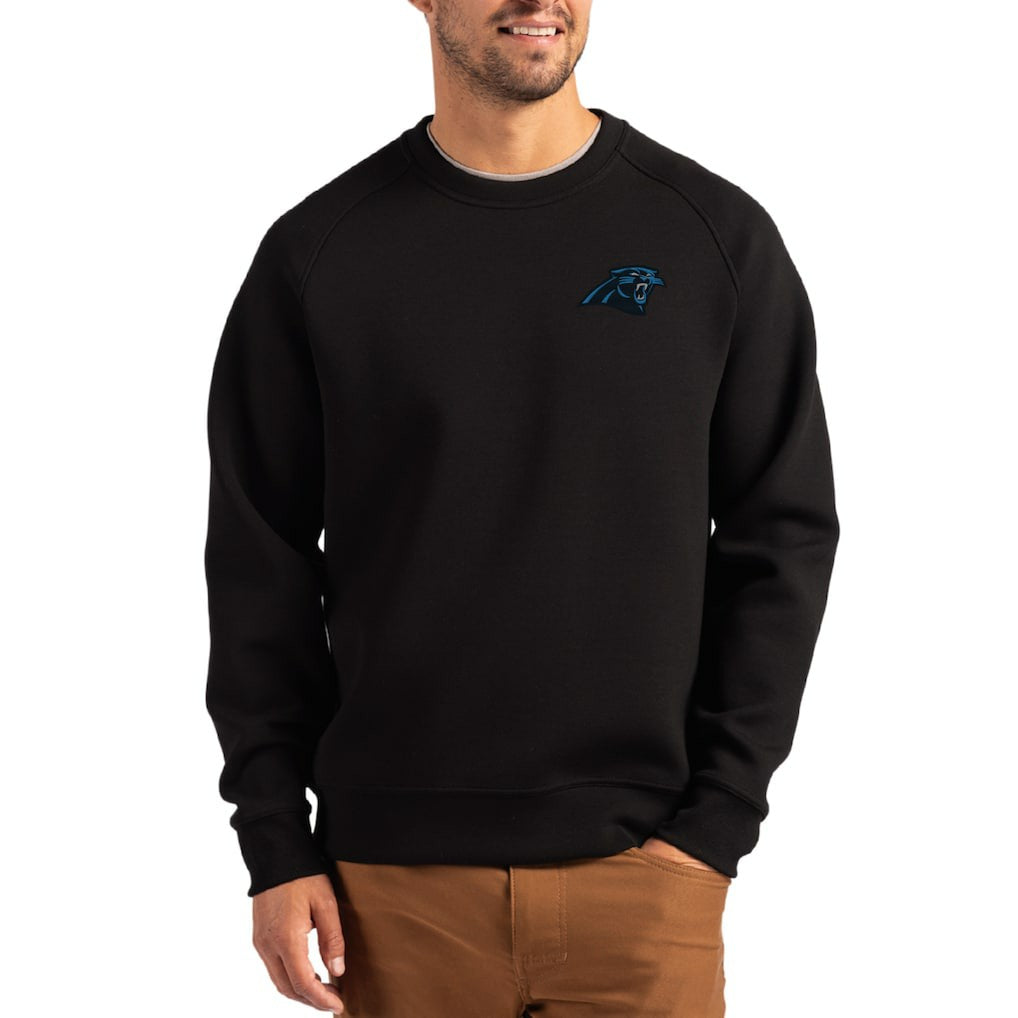 Carolina Panthers Cutter & Buck Primary Logo Roam Recycled Raglan Pullover Sweatshirt - Black - NFL