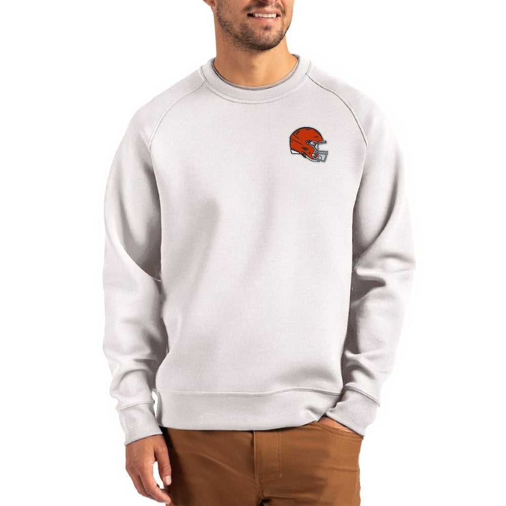 Cleveland Browns Cutter & Buck Helmet Roam Recycled Raglan Pullover Sweatshirt - Gray - NFL