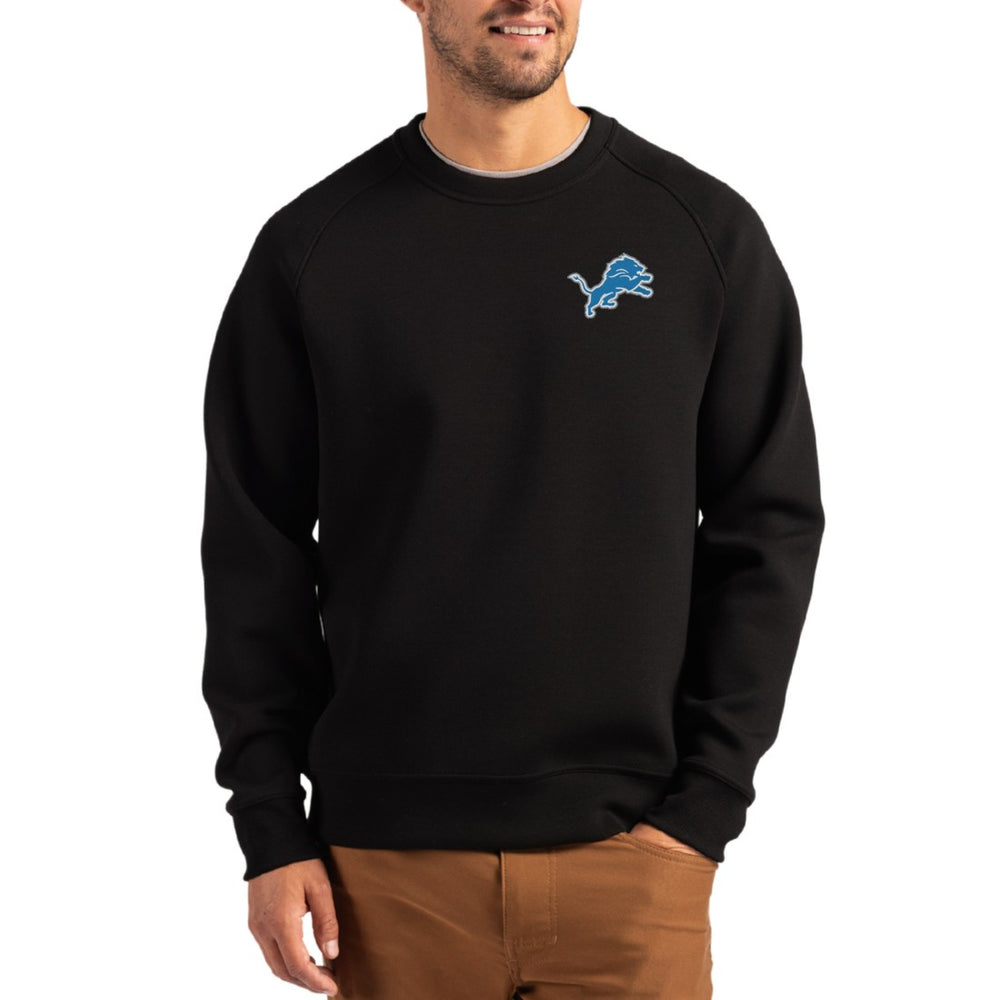 Detroit Lions Cutter & Buck Primary Logo Roam Recycled Raglan Pullover Sweatshirt - Black - NFL