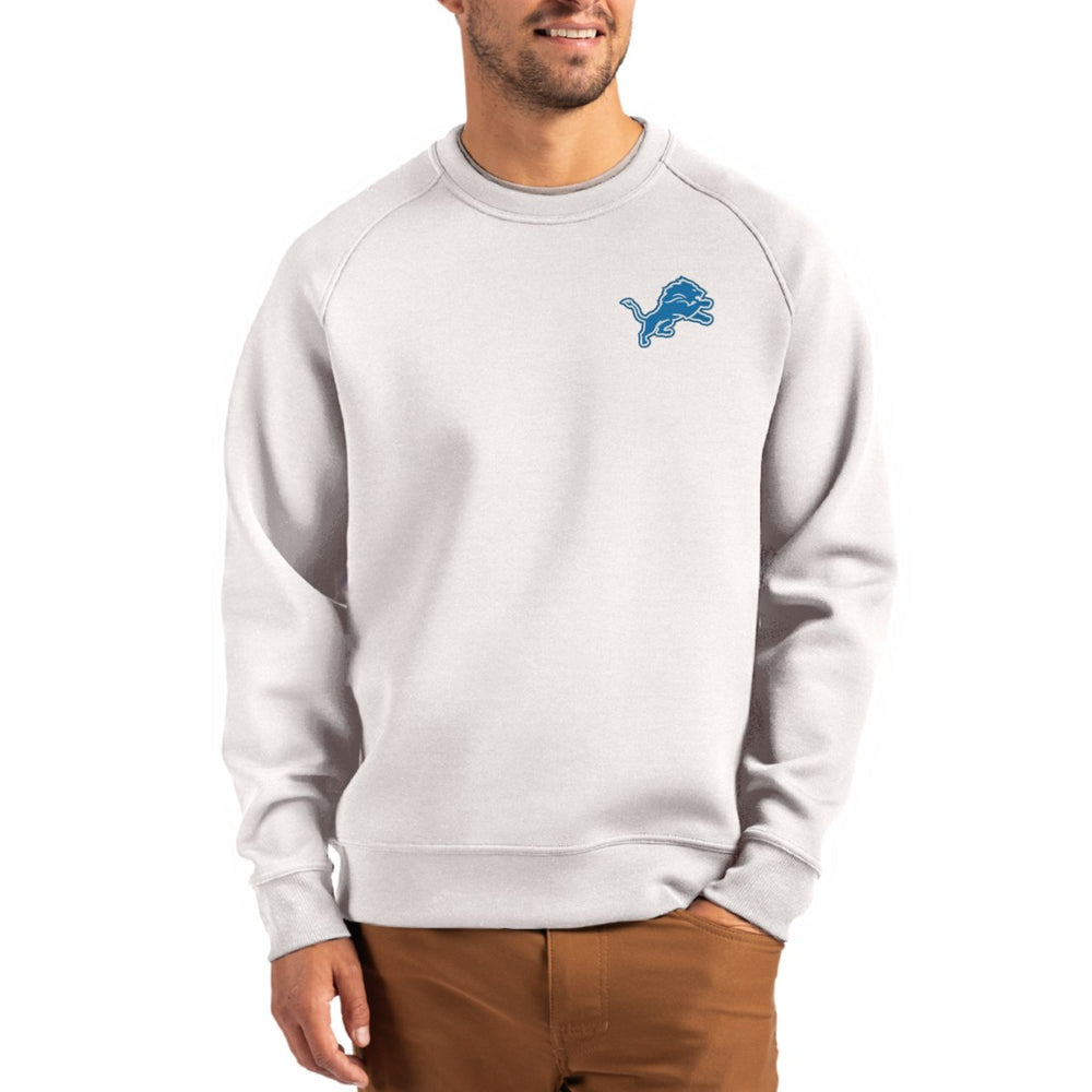 Detroit Lions Cutter & Buck Primary Logo Roam Recycled Raglan Pullover Sweatshirt - Gray - NFL