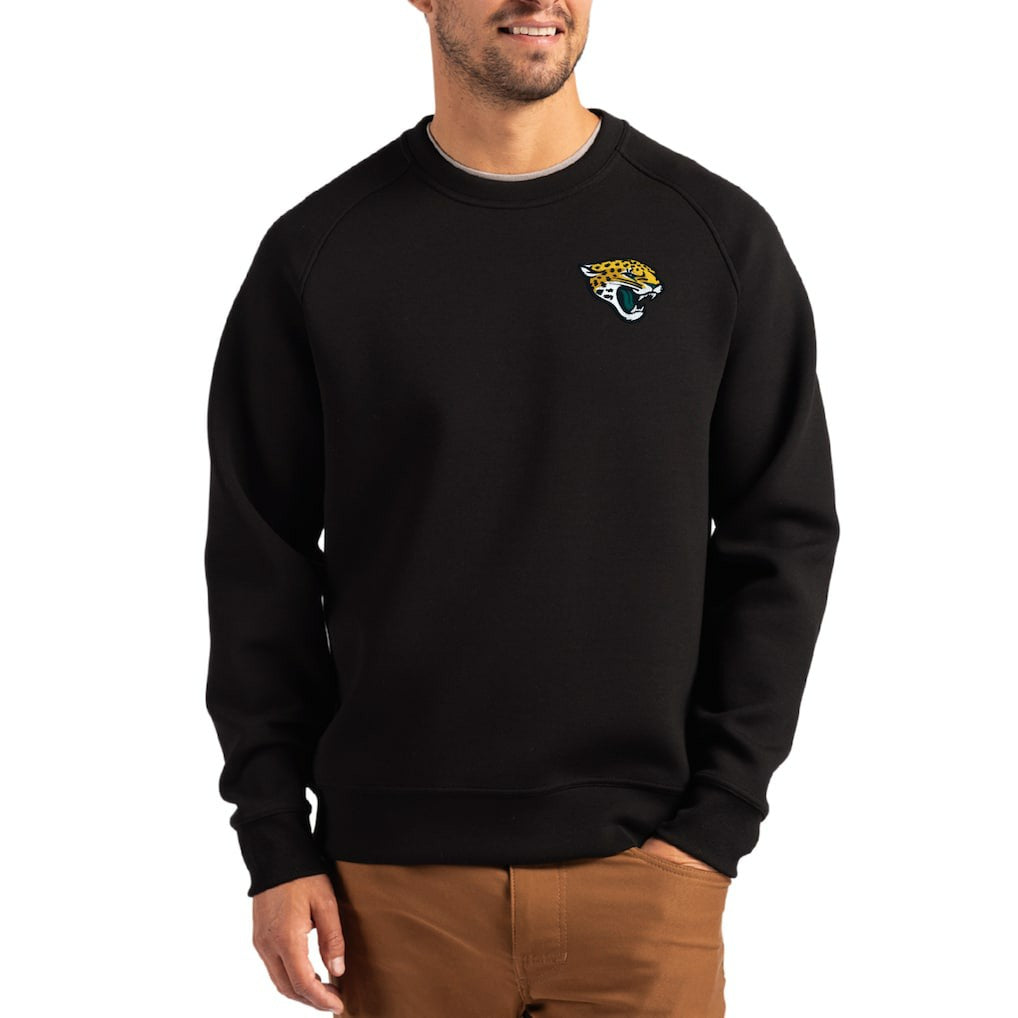 Jacksonville Jaguars Cutter & Buck Primary Logo Roam Recycled Raglan Pullover Sweatshirt - Black - NFL