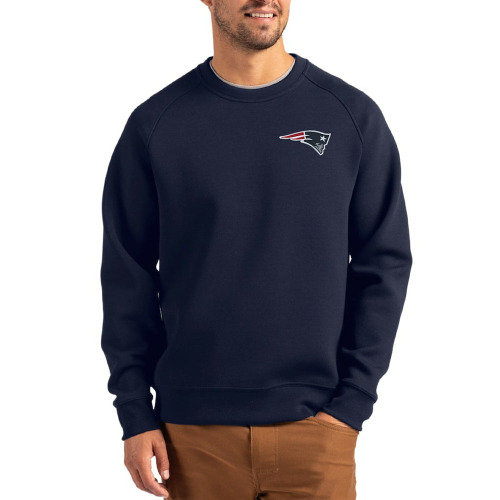 New England Patriots Cutter & Buck Primary Logo Roam Recycled Raglan Pullover Sweatshirt - Navy - NFL