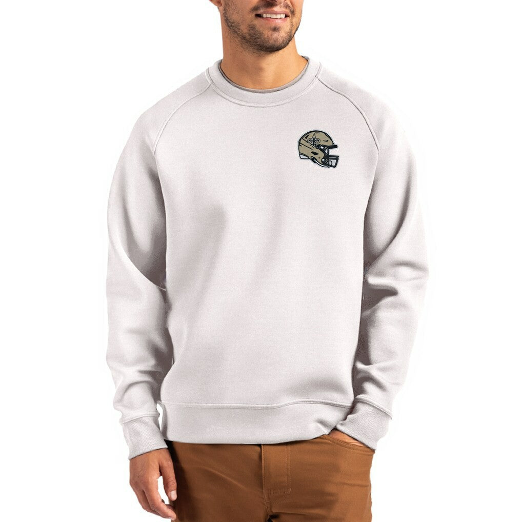 New Orleans Saints Cutter & Buck Helmet Roam Recycled Raglan Pullover Sweatshirt - Gray - NFL
