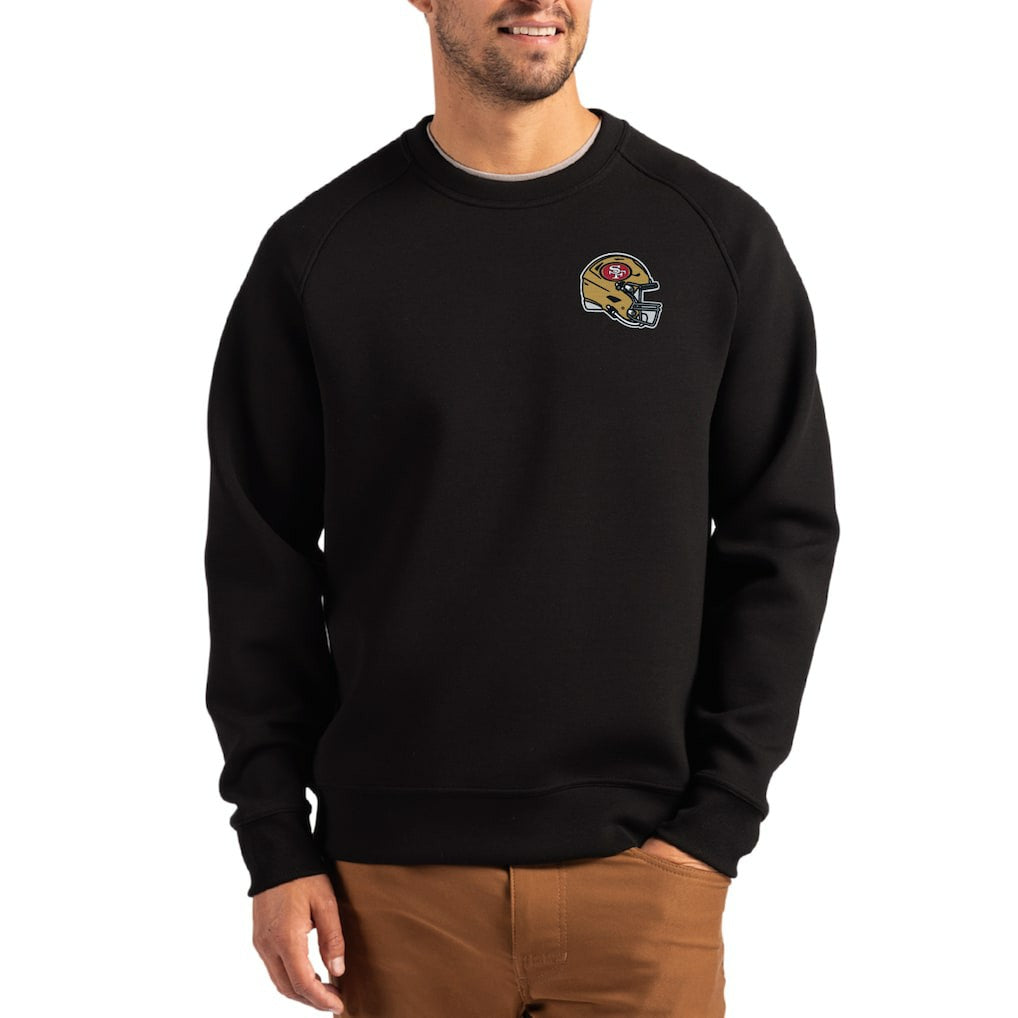 San Francisco 49ers Cutter & Buck Helmet Roam Recycled Raglan Pullover Sweatshirt - Black - NFL