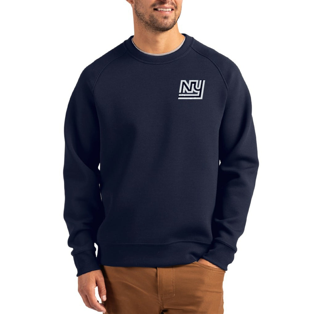 New York Giants Cutter & Buck Throwback Roam Recycled Raglan Pullover Sweatshirt - Navy - NFL