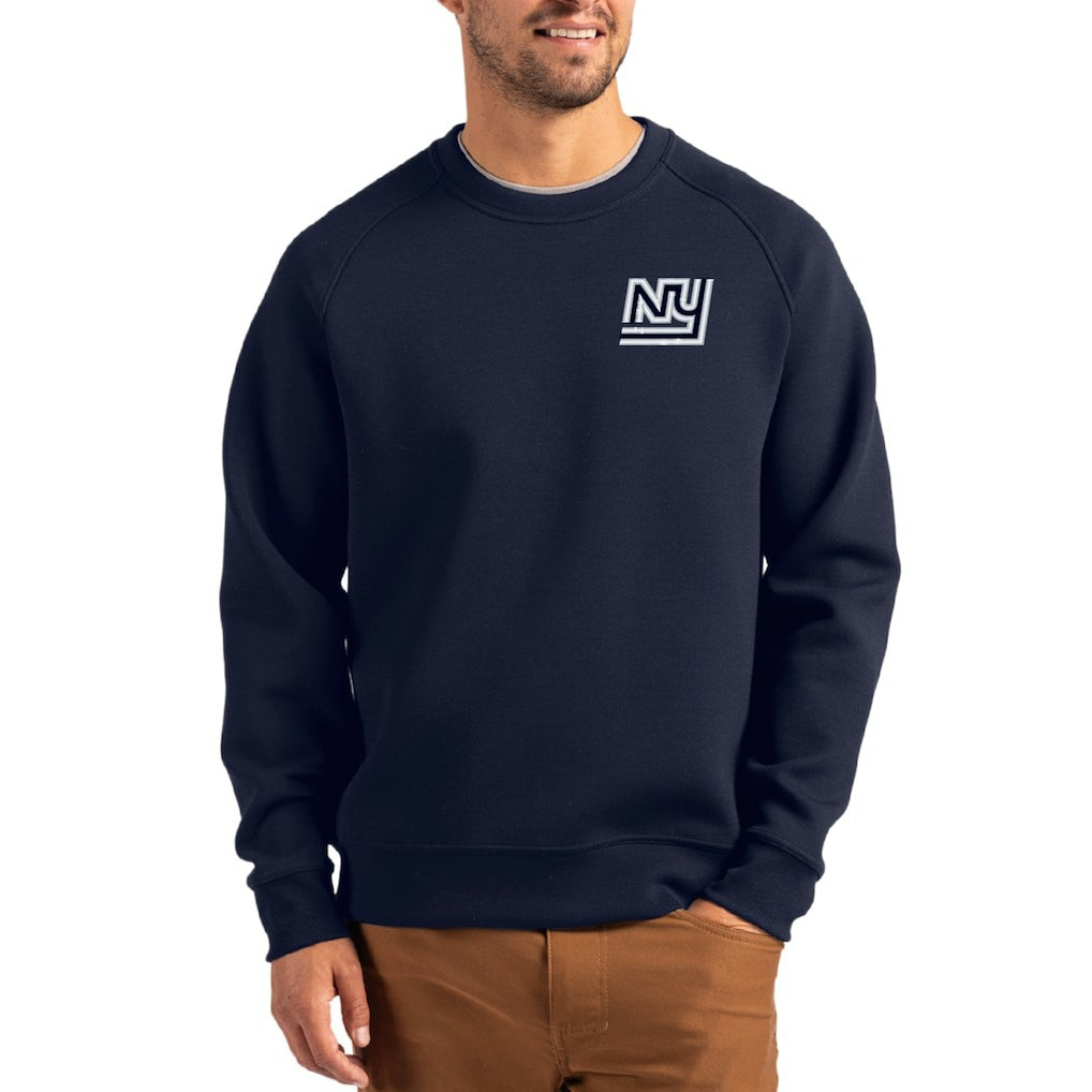 New York Giants Cutter & Buck Throwback Roam Recycled Raglan Pullover Sweatshirt - Navy - NFL