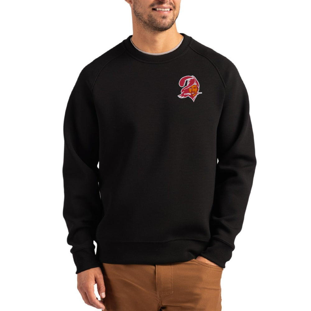 Tampa Bay Buccaneers Cutter & Buck Throwback Roam Recycled Raglan Pullover Sweatshirt - Black - NFL