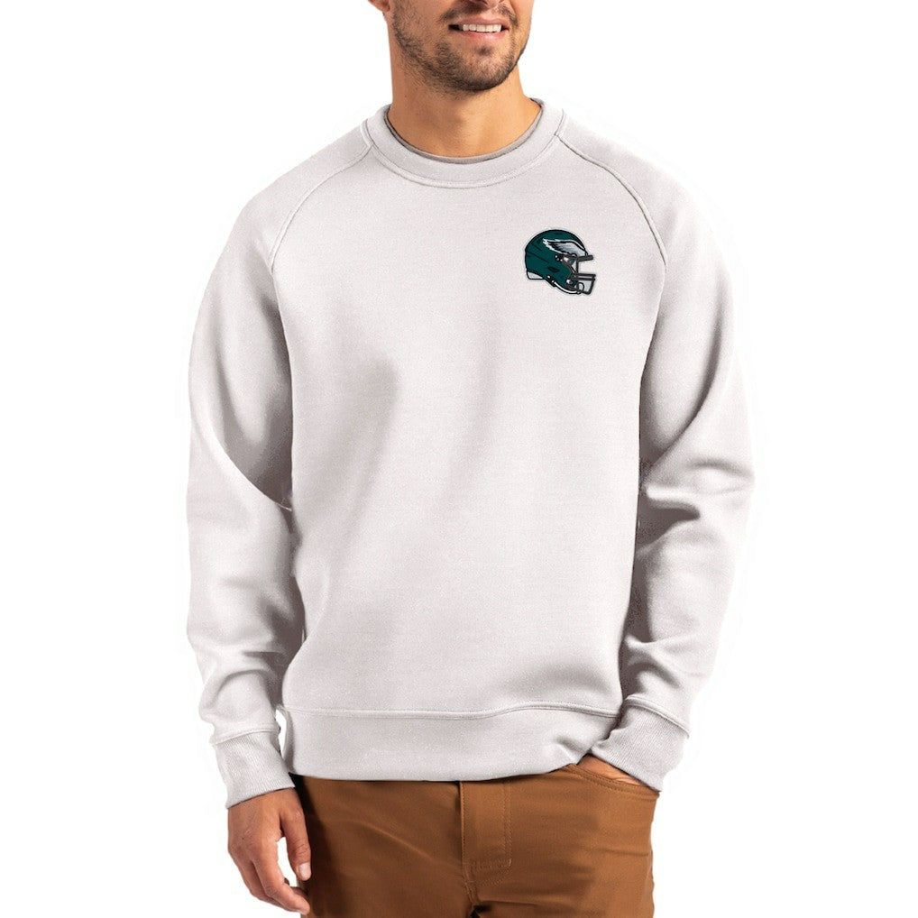 Philadelphia Eagles Cutter & Buck Helmet Roam Recycled Raglan Pullover Sweatshirt - Gray - NFL