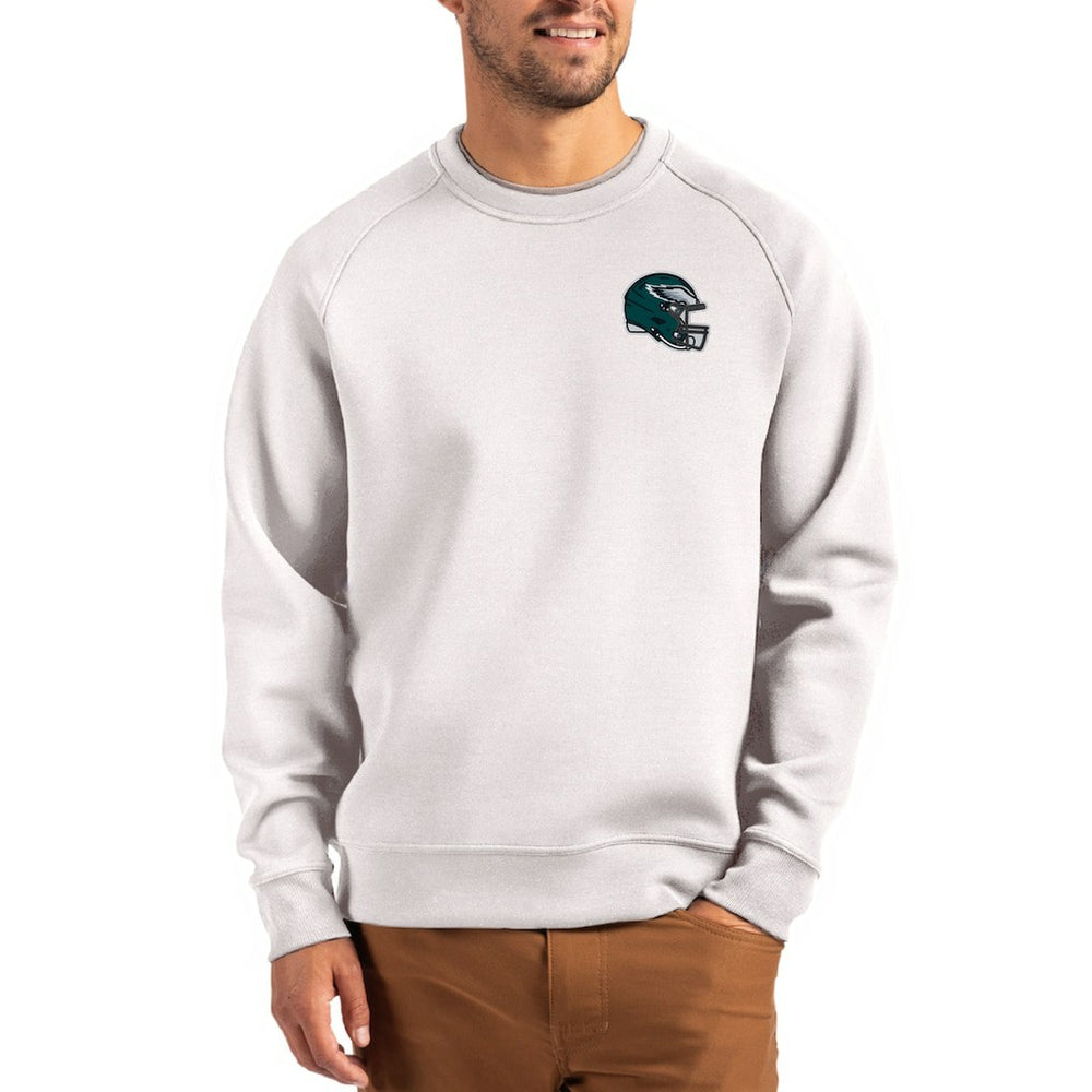 Philadelphia Eagles Cutter & Buck Helmet Roam Recycled Raglan Pullover Sweatshirt - Gray - NFL