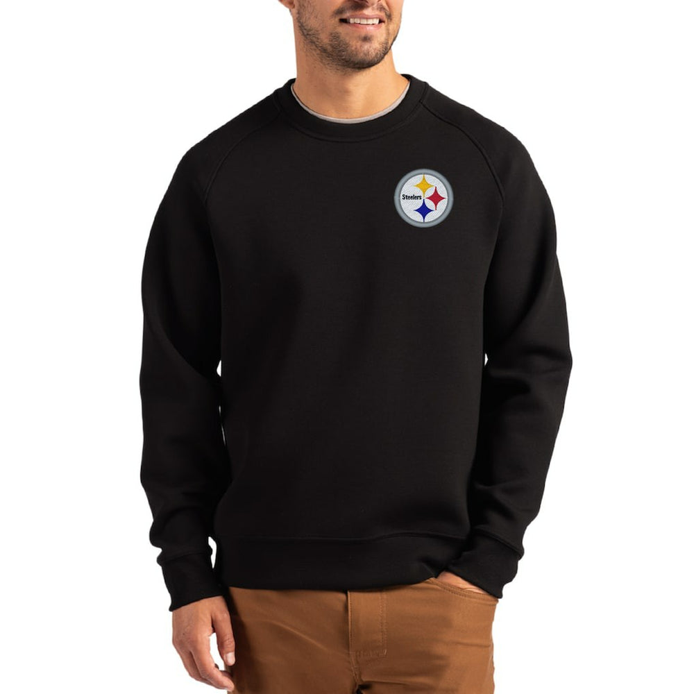 Pittsburgh Steelers Cutter & Buck Primary Logo Roam Recycled Raglan Pullover Sweatshirt - Black - NFL
