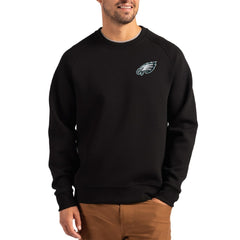 Philadelphia Eagles Cutter & Buck Primary Logo Roam Recycled Raglan Pullover Sweatshirt - Black - NFL