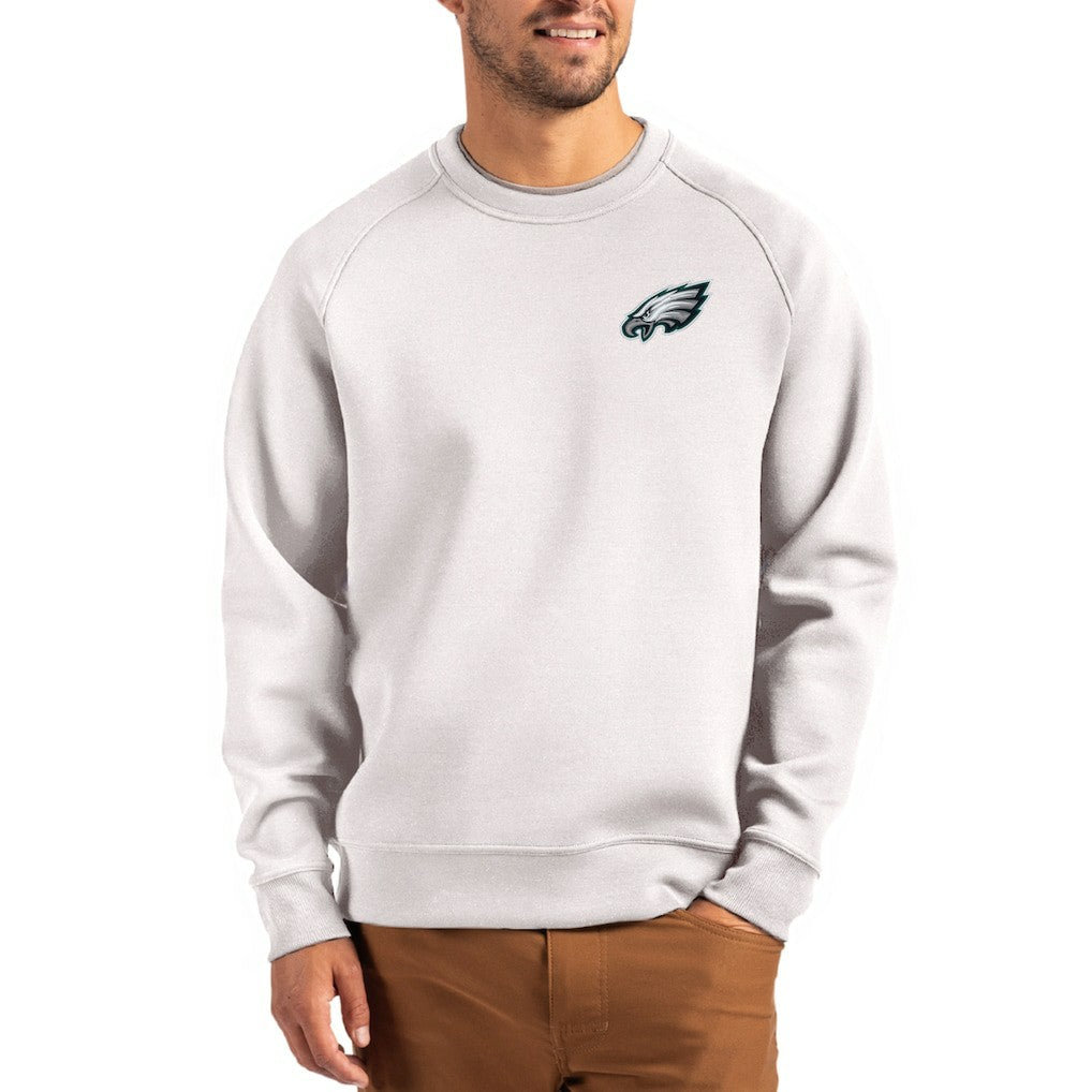 Philadelphia Eagles Cutter & Buck Primary Logo Roam Recycled Raglan Pullover Sweatshirt - Gray - NFL