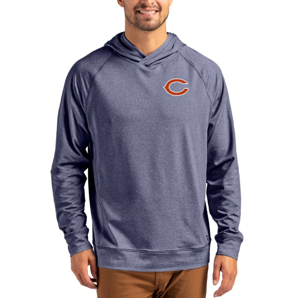 Chicago Bears Cutter & Buck Adapt Knit Recycled Raglan Pullover Hoodie - Heather Navy - NFL
