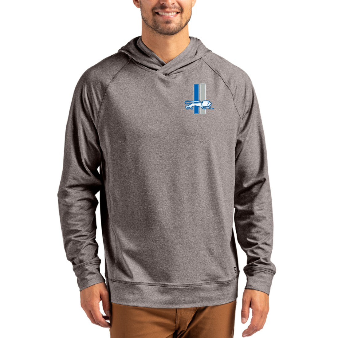 Detroit Lions Cutter & Buck Adapt Historic Knit Recycled Raglan Pullover Hoodie - Heather Gray - NFL