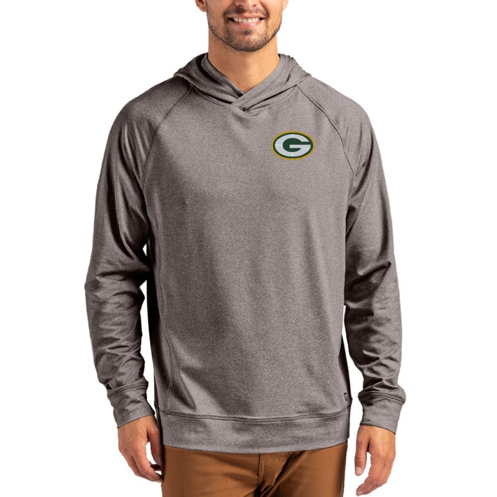 Green Bay Packers Cutter & Buck Adapt Knit Recycled Raglan Pullover Hoodie - Heather Gray - NFL