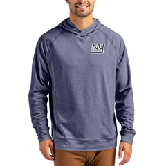 New York Giants Cutter & Buck Adapt Historic Knit Recycled Raglan Pullover Hoodie - Heather Navy - NFL