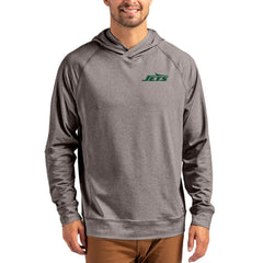 New York Jets Cutter & Buck Adapt Knit Recycled Raglan Pullover Hoodie - Heather Gray - NFL