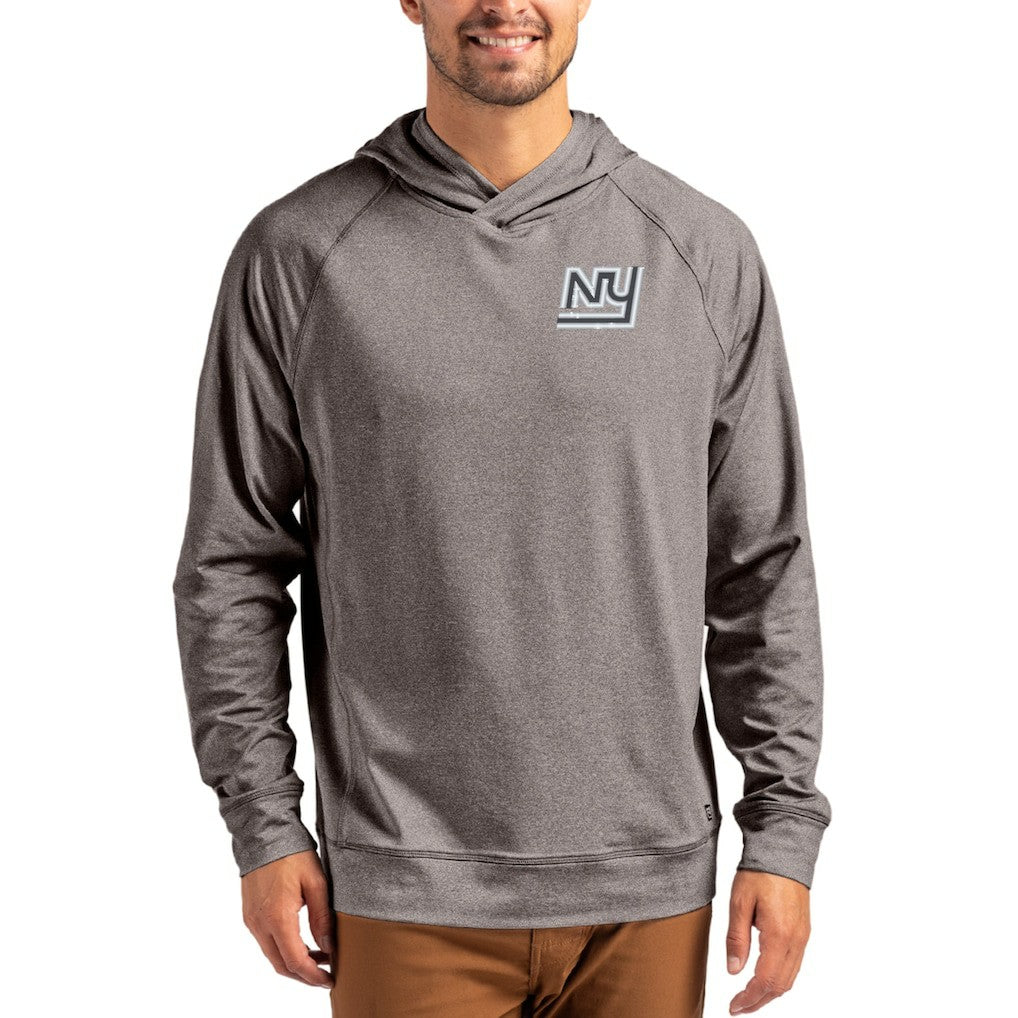 New York Giants Cutter & Buck Adapt Historic Knit Recycled Raglan Pullover Hoodie - Heather Gray - NFL