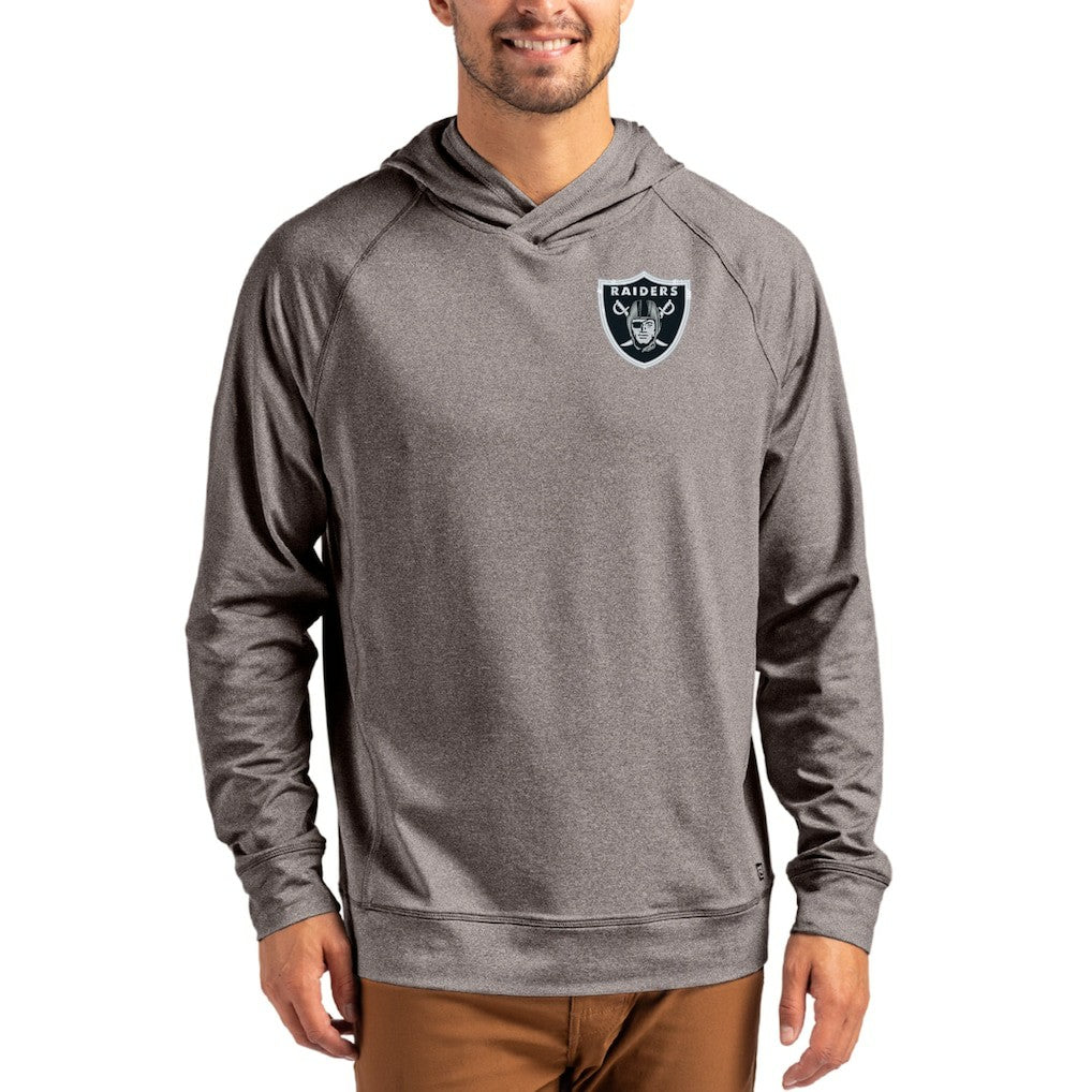 Las Vegas Raiders Cutter & Buck Adapt Knit Recycled Raglan Pullover Hoodie - Heather Gray - NFL